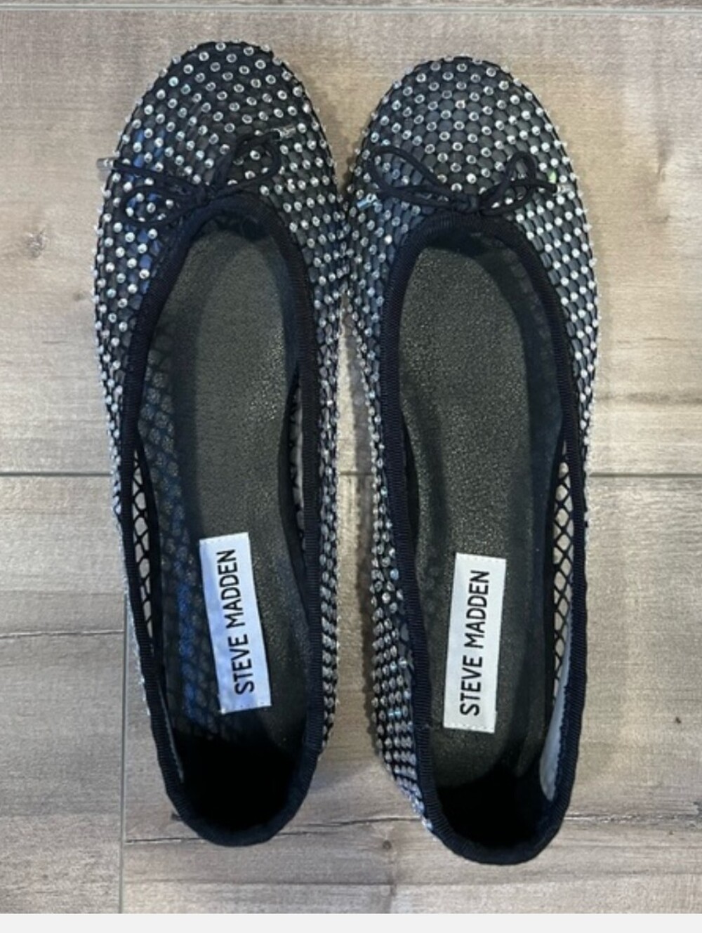 Steve Madden Black Crystal Ballet Flats